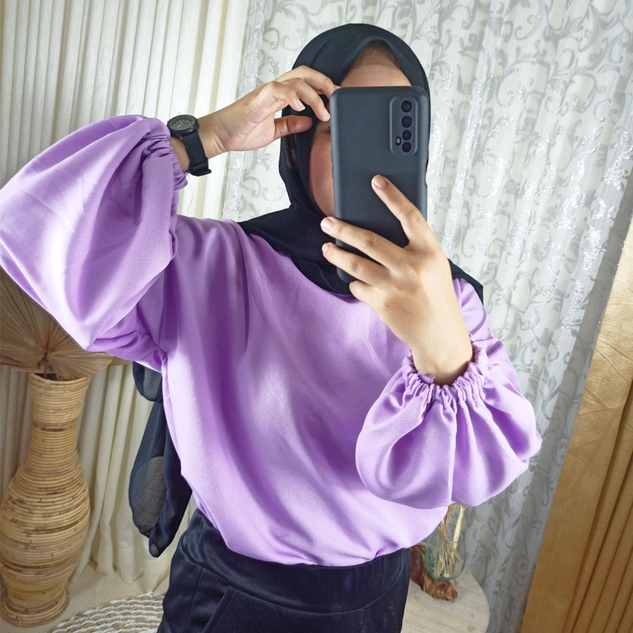 OLA TOP BLOUSE LENGAN BALON KATUN CARLINA