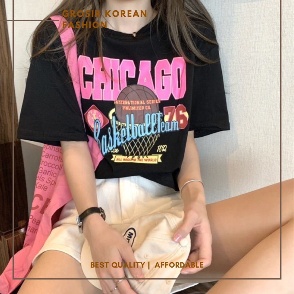 GKF - Kaos Crop Atasan Wanita Chicago Basketball