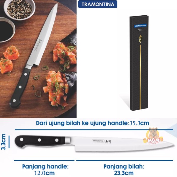 Tramontina YANAGIBA 9in GOLD pisau sushi line japan precision knife