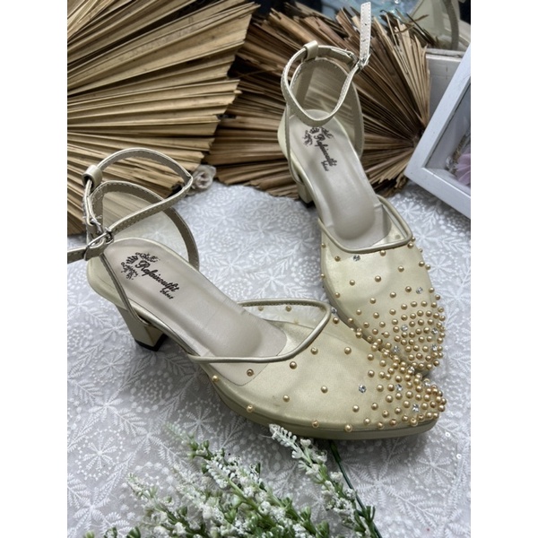 sepatu wanita Rafaizoutfit Aqila gold tinggi 7cm tahu