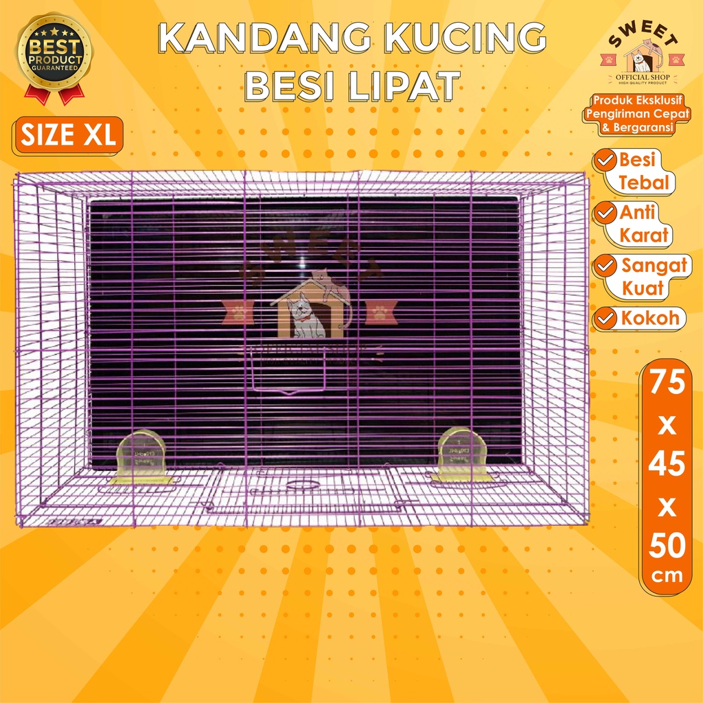 KANDANG BESI LIPAT SIZE XL 75x50x45 IMPORT HIGH QUALITY- BEST PET CAGE - KELINCI SUGAR GLIDER-5