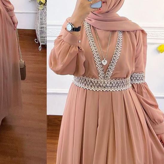 ♟ gamis renda jumbo terbaru modis Modern ukuran L XL XXL 3L 5L bahan adem fan nyaman ◌