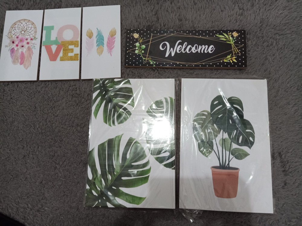Fasahaya Hiasan Dinding Wall Decor Poster Kayu Leaf Dekorasi Rumah Le 01
