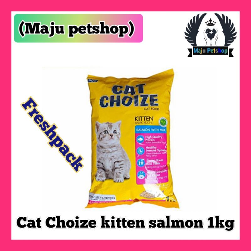 cat choize kitten salmon with milk 1kg freshpack   makanan kucing anakan