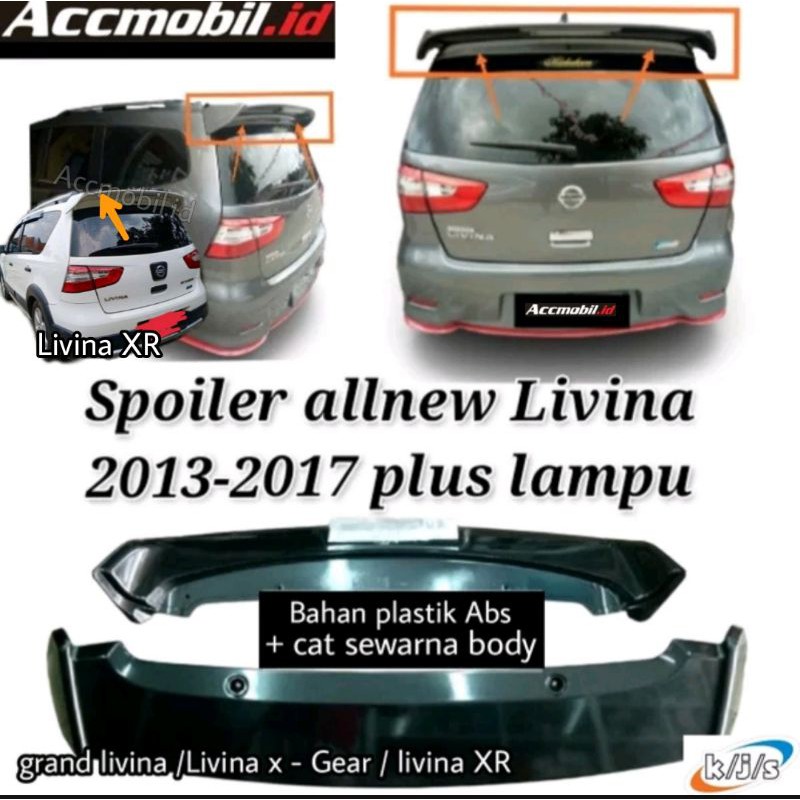 spoiler nissan livina all new  2013 - 2017 grand livina livina XR livina x-gear plastik dengan lampu