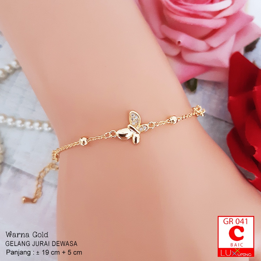 GR 041 Gelang Jurai Kupu Love Perhiasan Wanita Lapis Emas Permata Gelang Xuping Dewasa Luxx Xuping