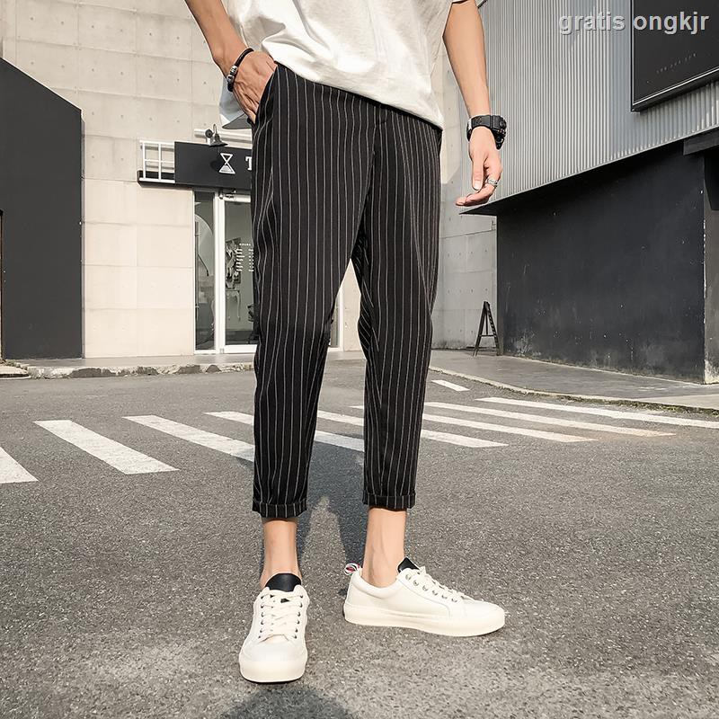 black and white vertical striped pants mens