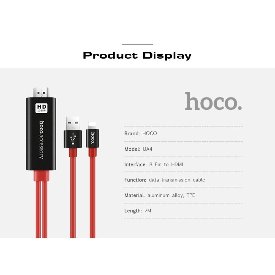 Kabel Adapter HDTV iPhone to HDMI Video Connector USB Lightning Ipad 2M Aksesoris Handphone Hp GALLERYONE gallery one