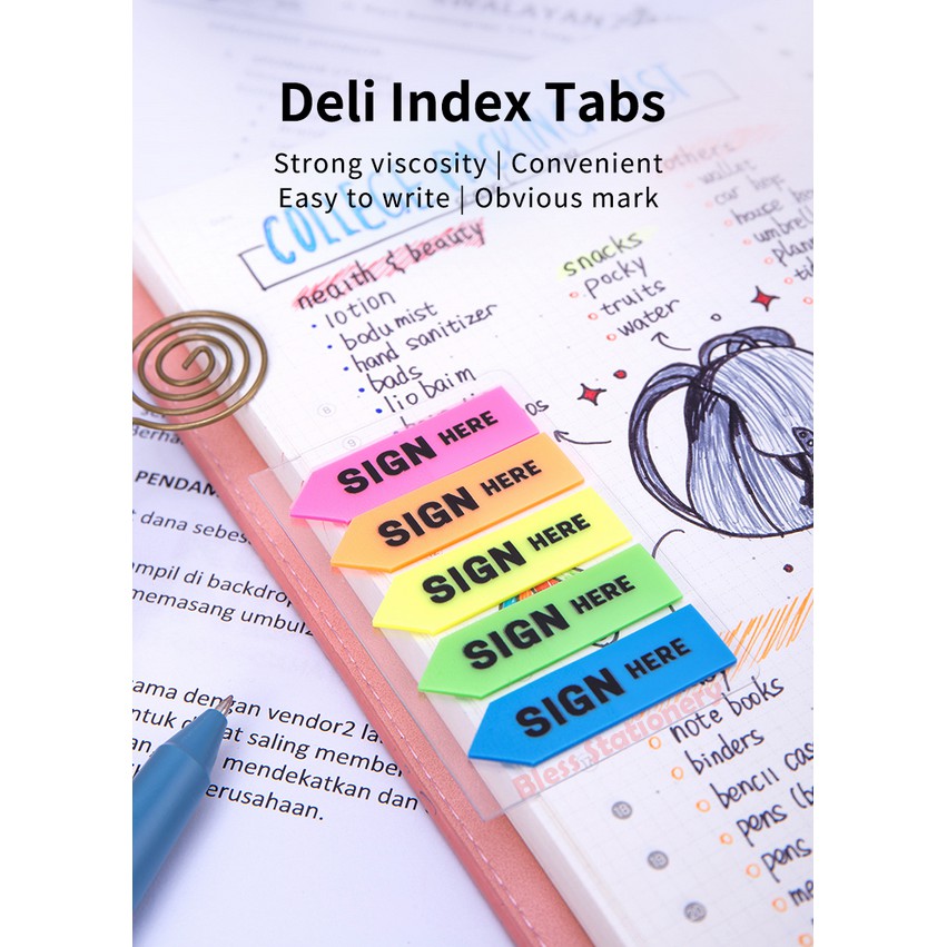 

Deli index mark sign here memo index tempel sticky note indeks pembatas