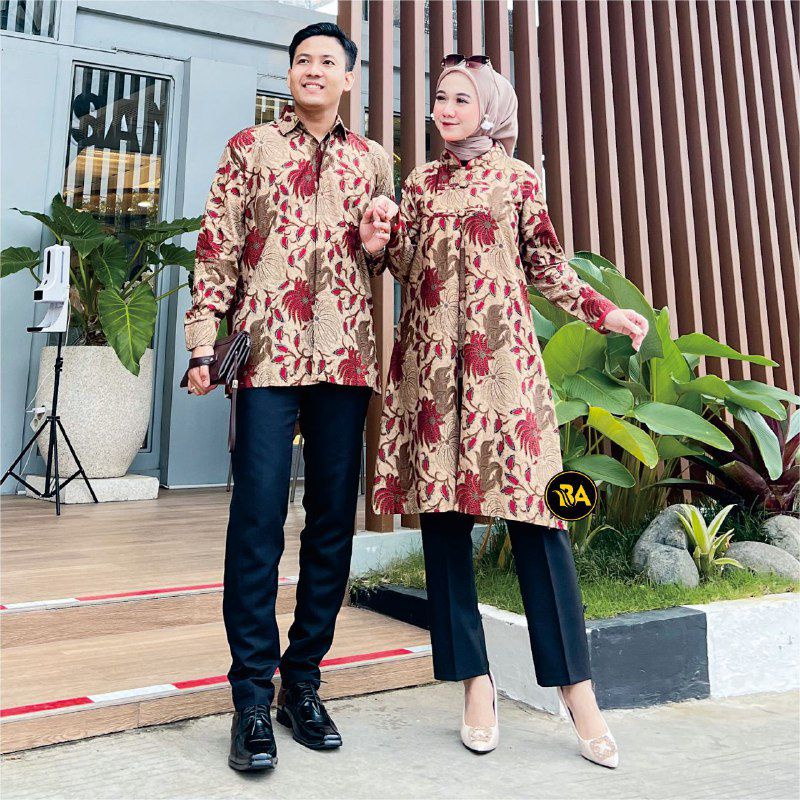 Batik Tunik Couple Modern Set Pakaian Couple Kemeja Batik Pria Batik Couple Premium