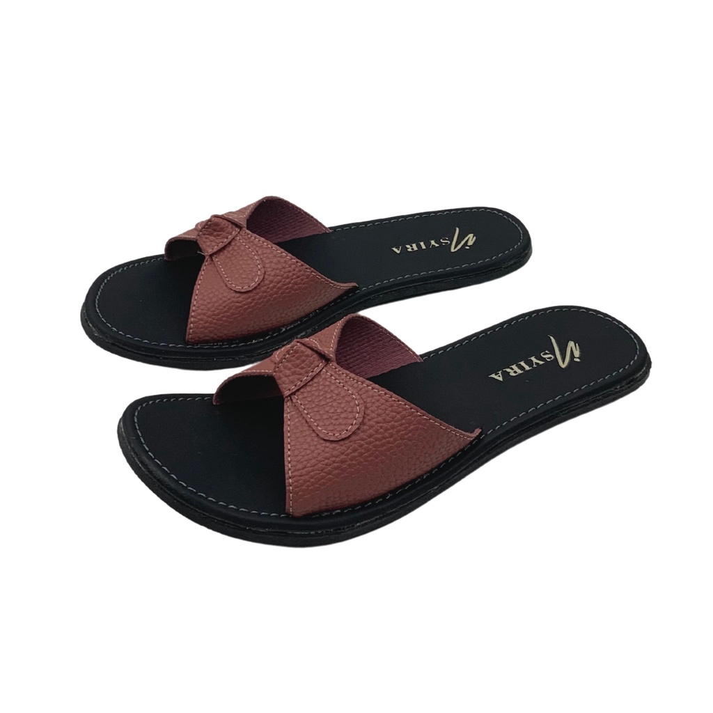 Insyira - Sandal Wanita Elfrida / Sandal Papirut Wanita Non Slip Alas Hitam / Sandal Wanita Slop Pita Tengah