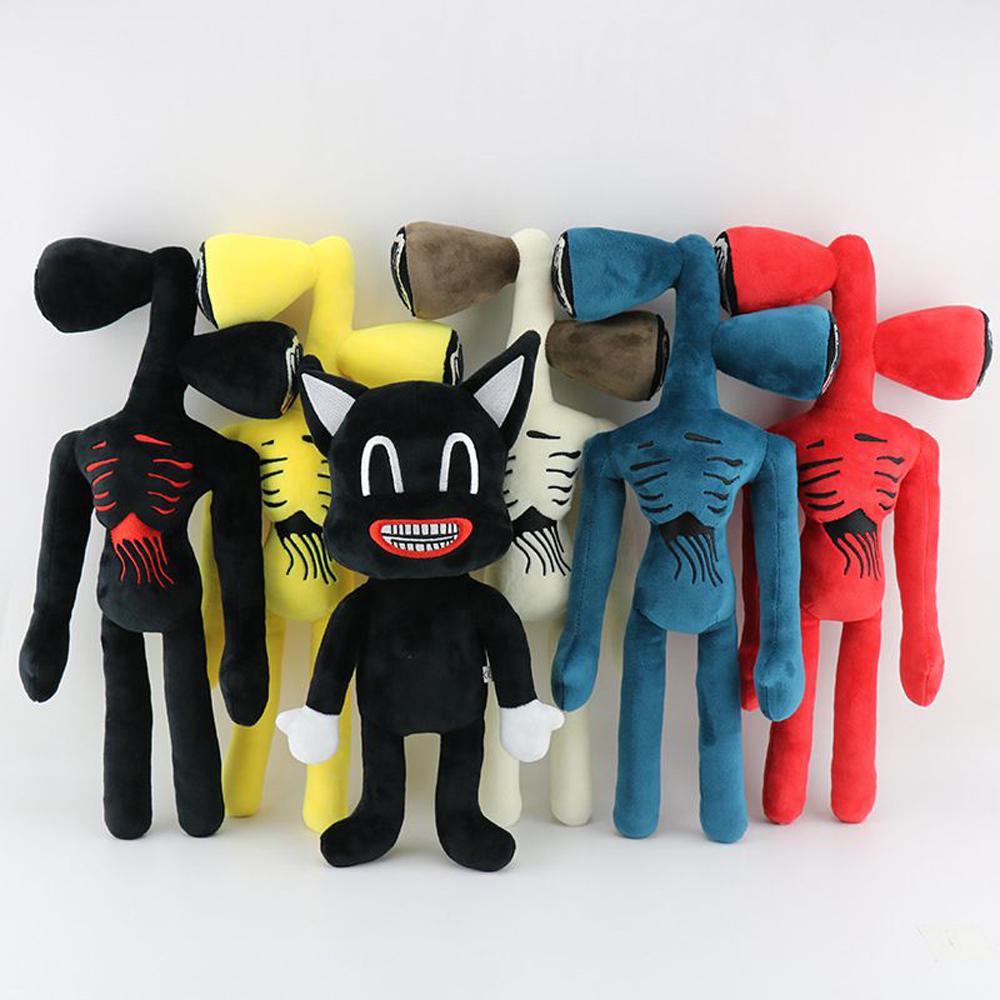 Lanfy Siren Kepala Hadiah Natal Boneka Binatang Putih Hitam Peluches Mainan Anime Plushie Kartun Kucing Sirenhead Boneka Boneka