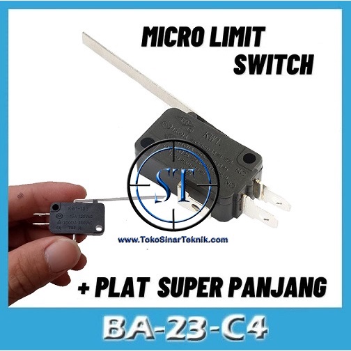 BA-23C4 Micro Besar KW3A Panjang  Micro Limit Switch Saklar Tuas Gagang Panjang Tanpa Roda On off No NC 7-9