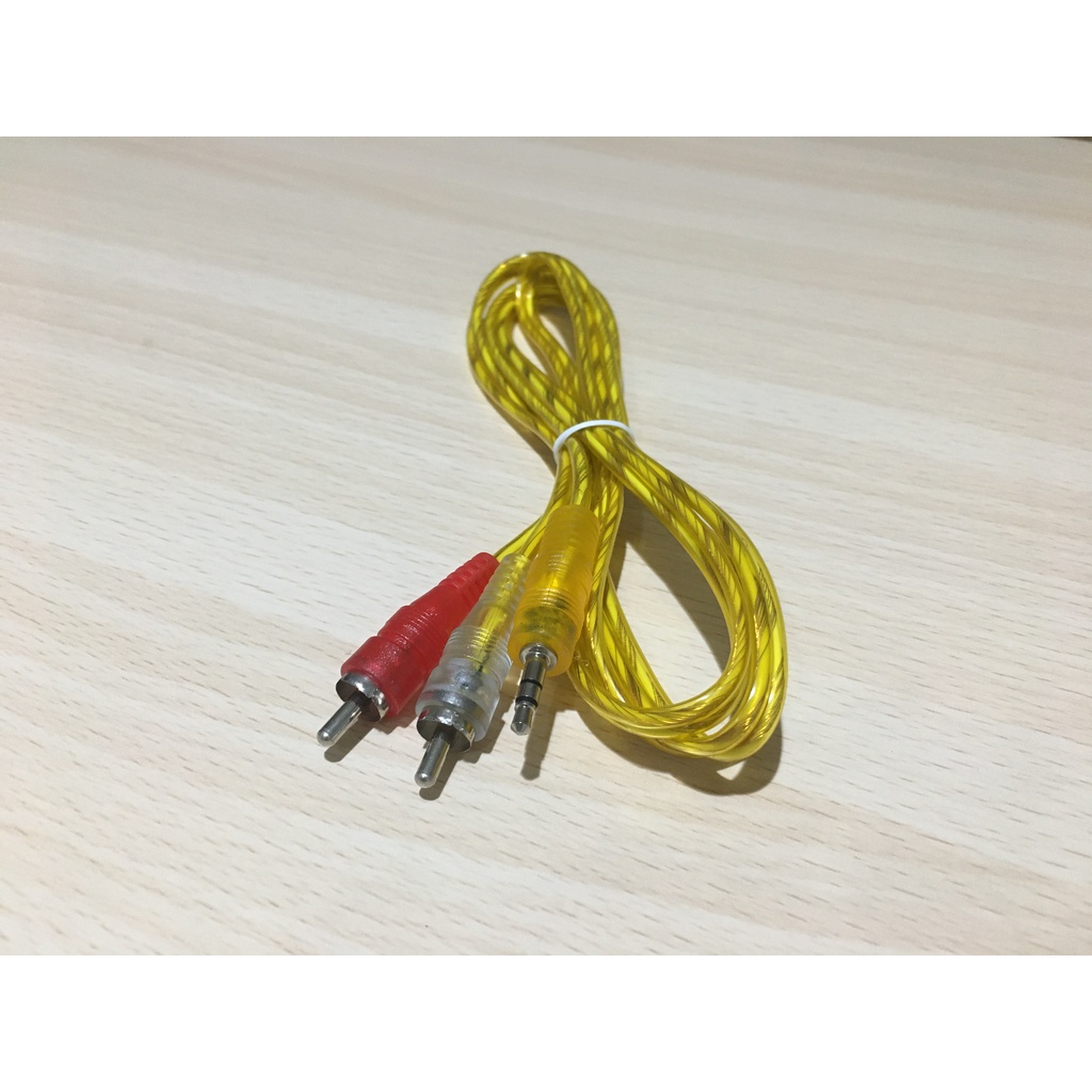 KABEL 2 JACK RCA TO 1 JACK MINI 3.5 MM STEREO 1.5M 1.5 METER AUX AUXILIARY HANDPHONE HP SPEAKER AUDIO