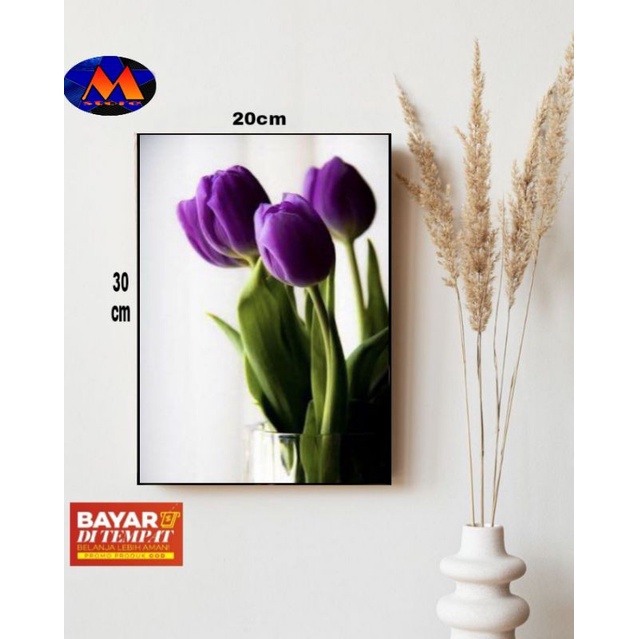 HIASAN DINDING BUNGA TULIP/POATWR KAYU BUNGA TULIP/POSTER BUNGA TULIP/WALLDECOR