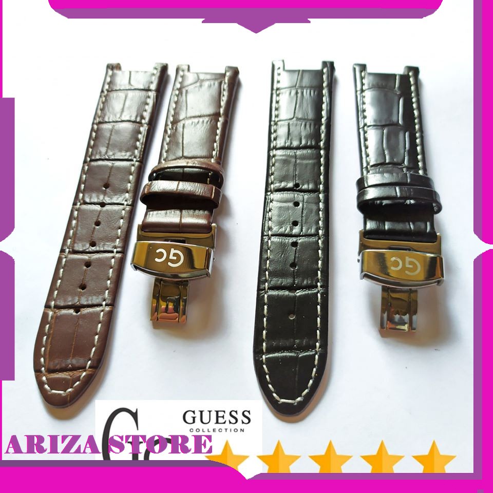 Strap Tali Jam Tangan Kulit Guess 22 mm Buckle Logo GC