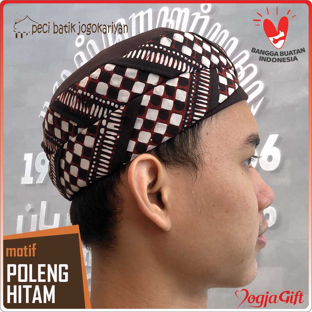 Peci Batik Jogokariyan Motif Poleng Hitam