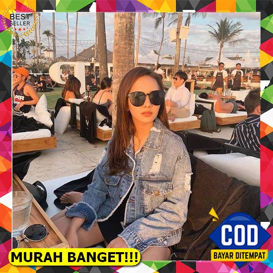 Lisa Jaket Jeans Oversize Premium Impor Dengan Topi Lepas Pasang Korean Style Lisa Blackpink Oversiz