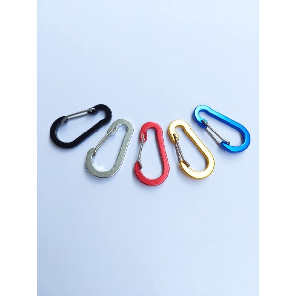 mini carabiner spring lock pipih alumunium alloy material karabiner kecil gantungan kunci serba guna