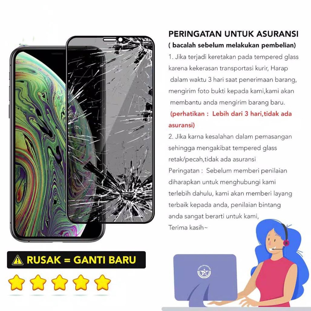 [ TOMCASES ] NEW ! TEMPERED GLASS ANTISPY IPH DUSTPROOF | TEMPERED GLASS IP 7 - IP 13 PROMAX