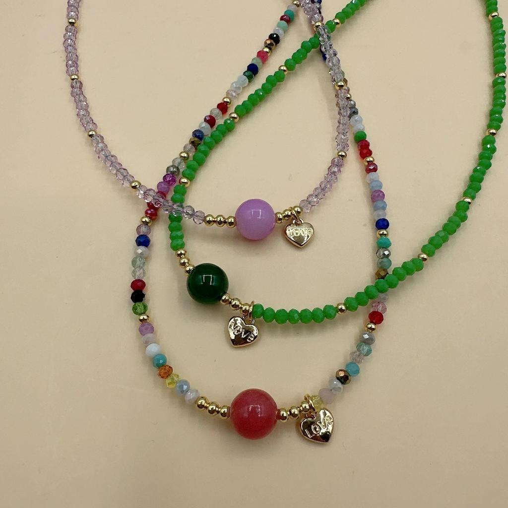 Manik-manik Kristal Warna-Warni Buatan Tangan Kalung Fashion Senada Rantai Klavikula