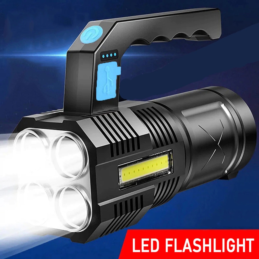 Senter Darurat Portable Flashlight Rechargeable LED+COB 1200mAh - SL16 - Black