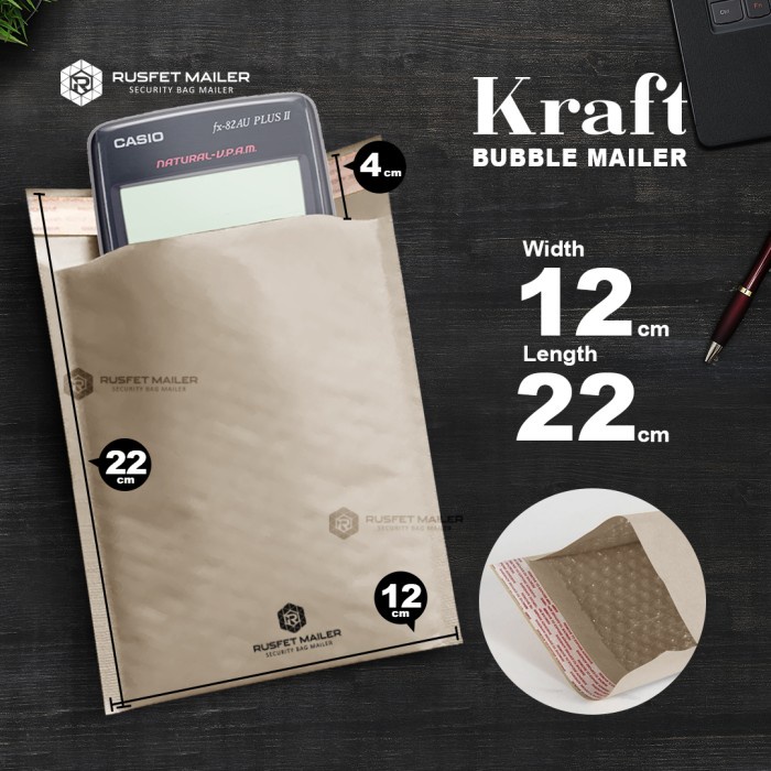 

Menyurat-Surat- Amplop Bubble / Bubble Mailer Premium Fancy 12X18+4 Rusfet - Kraft Paper, 12 X 18
