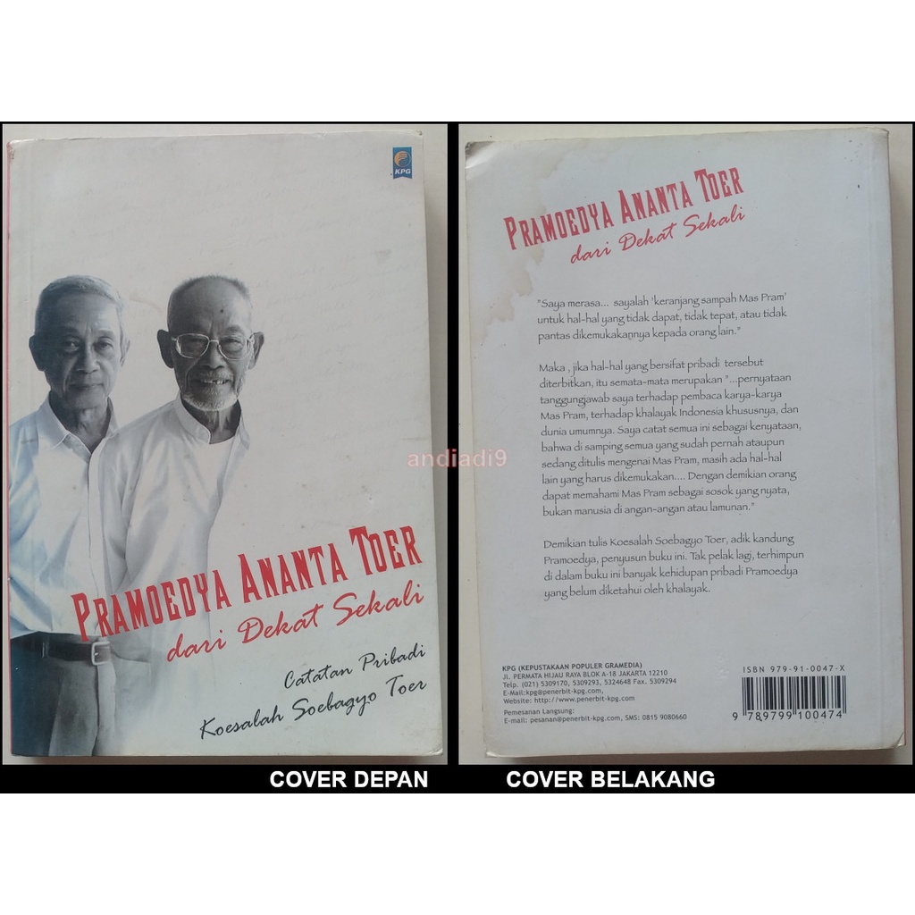 PRAMOEDYA ANANTA TOER DARI DEKAT SEKALI ORI CATATAN PRIBADI KOESALAH SOEBAGYO ORIGINAL