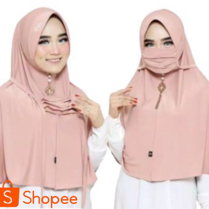 Al Thaf Hijab Jilbab Niqab Instan Pet Antem Khimar Termurah Free Masker Tali Bahan Jersey