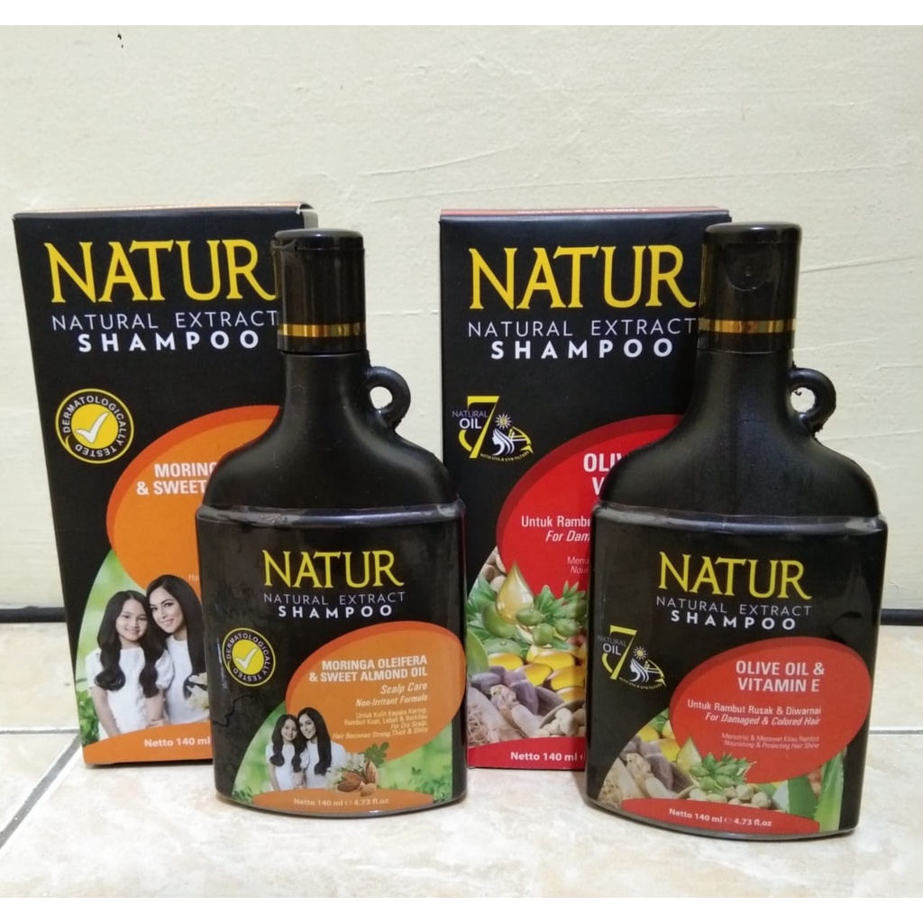 NATUR Shampo Moringa Oleifera &amp; Sweet Almond Oil 140ml | Olive Oil &amp; Vitamin E 140ml