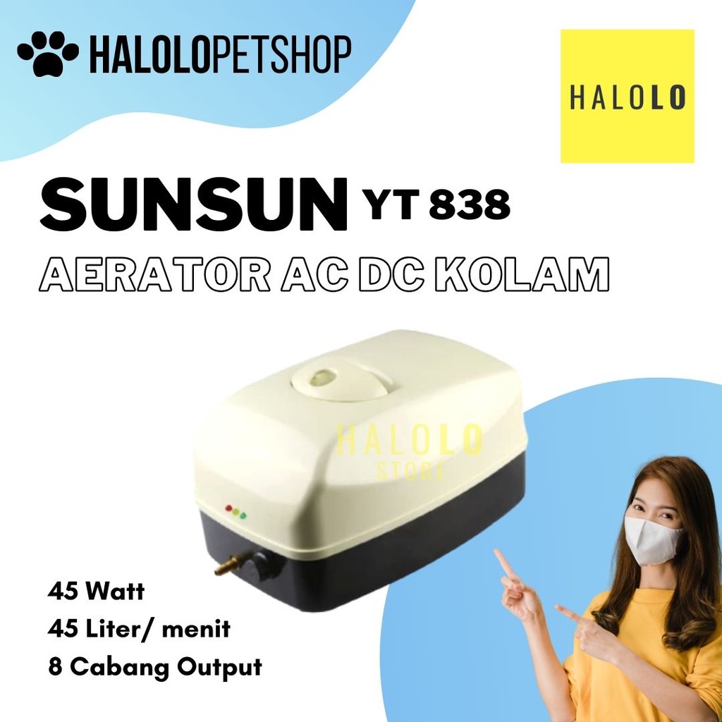 Aerator AC DC SUNSUN YT 838 Pompa Udara Kolam Aquarium Air Pump