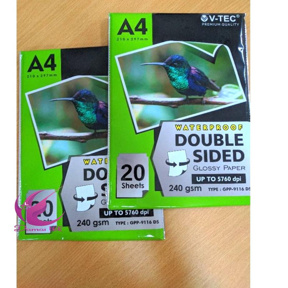 

Terbaru! Photo Glossy Paper Double Sided Waterproof V-Tec kertas foto dua sisi V-Tec 9116 240 gsm a4