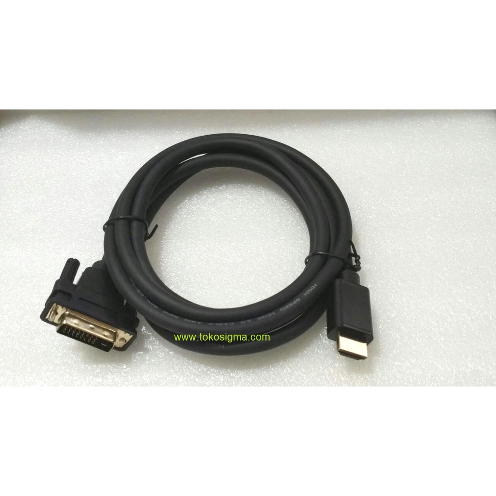 Kabel Monitor PC DVI-D pin 24+1 male to HDMI male panjang 2 meter