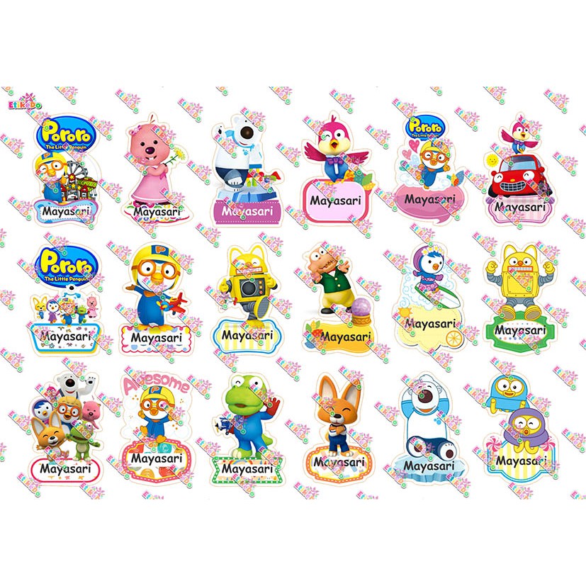 

LABEL NAMA PORORO 72 STIKER - ANTI AIR/ROBEK/LUNTUR - 1 Nama PO1M1
