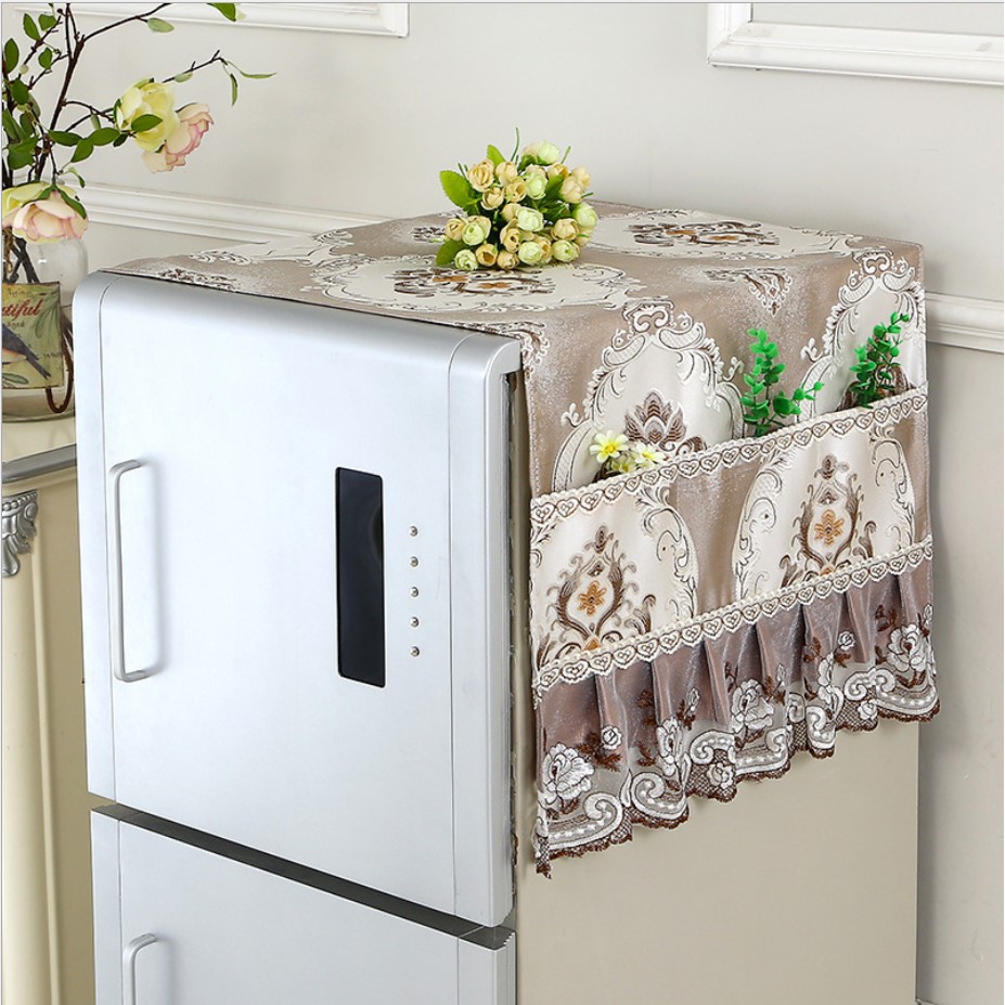 Shabby Lace Refrigerator Cover / Penutup Sarung Kulkas Elegant Vintage Tebal