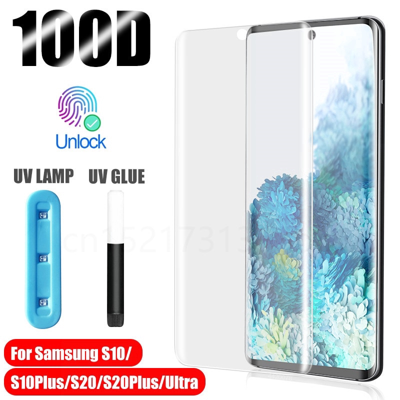 Pelindung Layar Tempered Glass Uv Untuk Samsung Galaxy S8 S9 S10 S20Plus Note 8 Note 9 Note 10