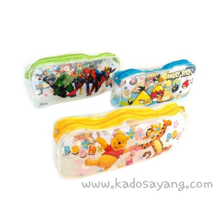 Tempat Pensil Anak Transparant Resleting Karakter Lucu Tas Pensil Alat tulis sekolah - RANDOM MOTIF