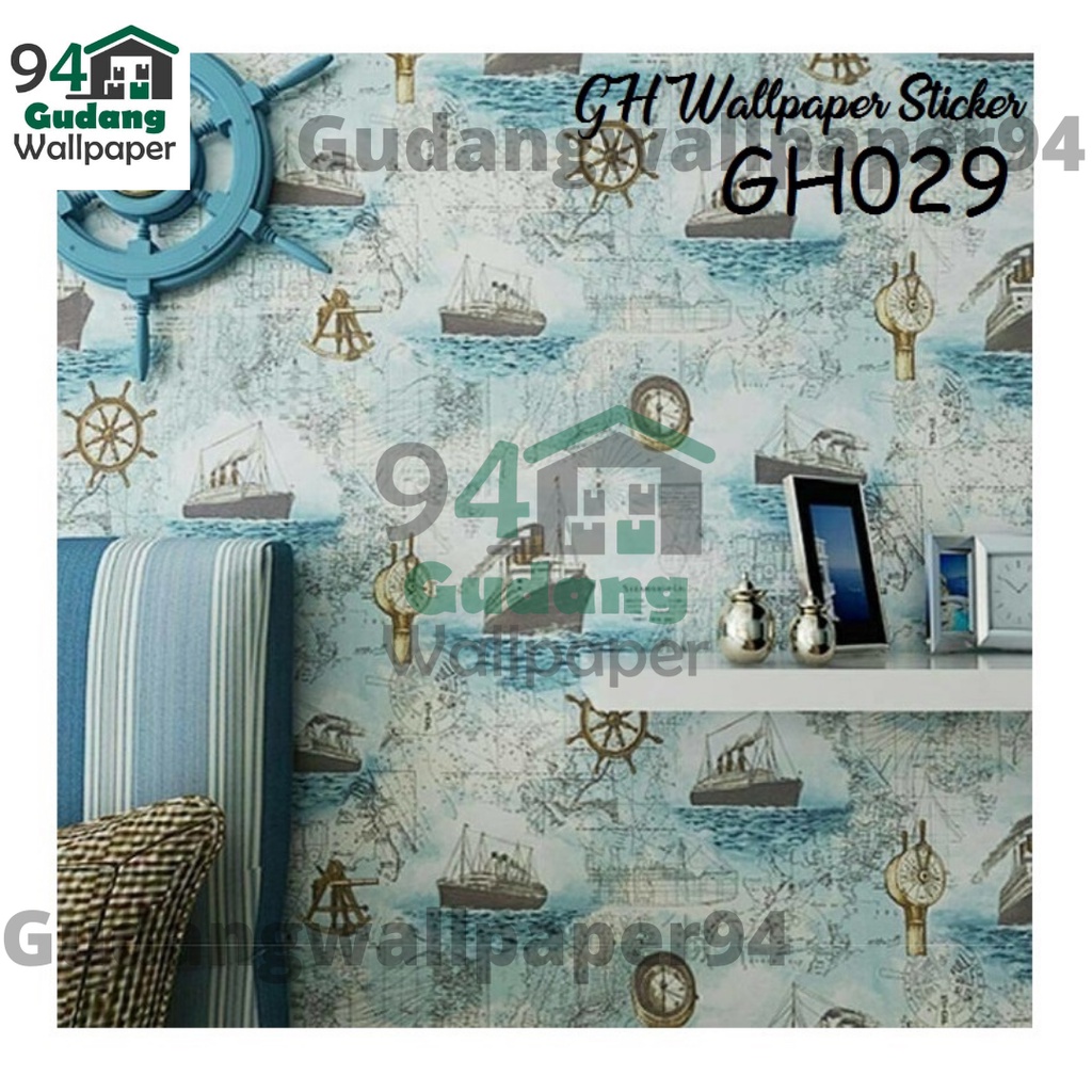 (COD) Wallpaper Stiker Dinding / Walpaper dinding Kamar Tidur Wallpaper Motif Perahu Layar Bahan PVC Premium (SUDAH ADA LEM)