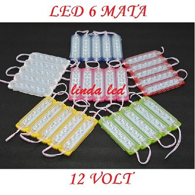 LAMPU LED MODUL STRIP 6MATA 12 VOLT SMD 2835 10425 12VOLT WATERPROOF VARIASI MOTOR MOBIL 6 MATA 12V