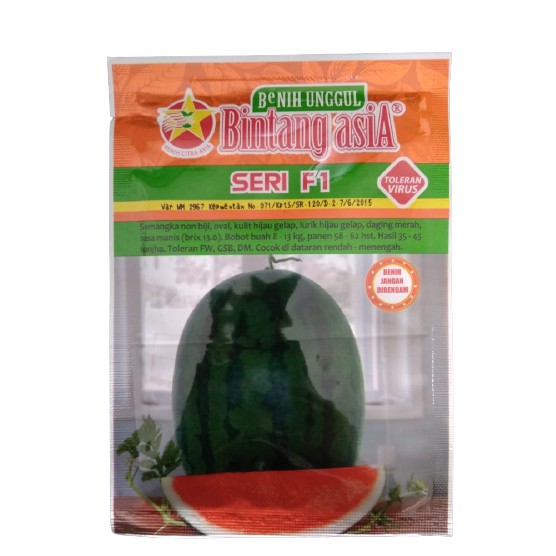 Benih Bibit Semangka Non Biji Seri F1 Bintang Asia @ 20 Gram