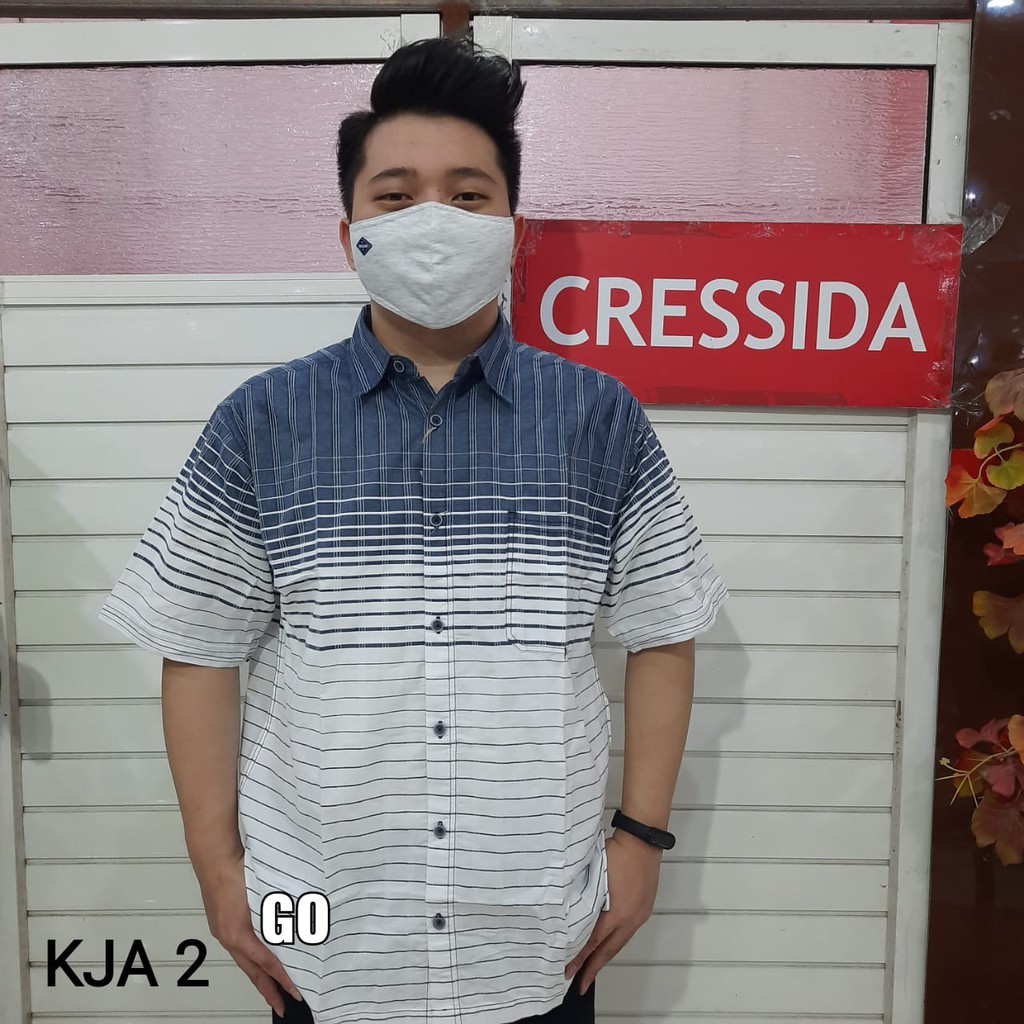 gof KJA CRESSIDA KEMEJA PRIA JUMBO Kemeja Casual Pakaian Pria Lengan Pendek