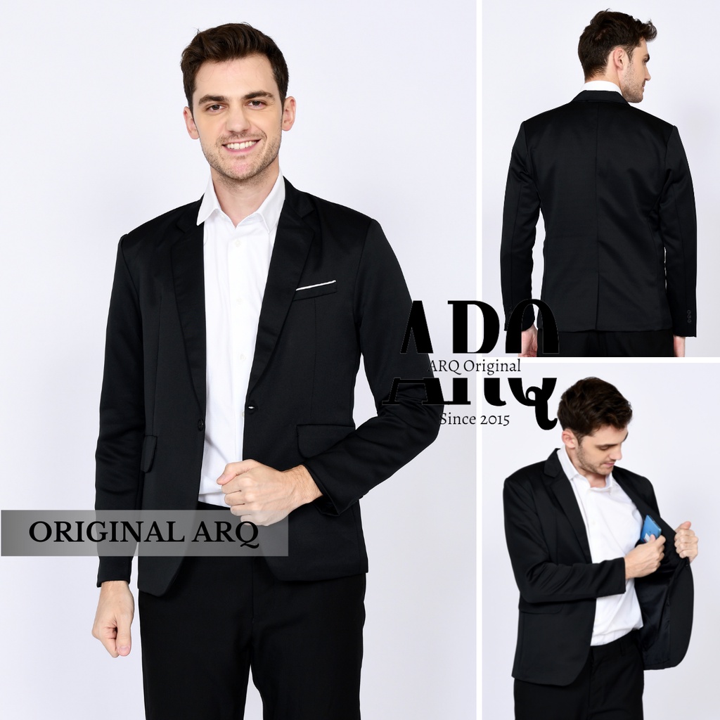 TERLARIS ! JAS BLAZER PRIA STYLE KOREA ORIGINAL SLIMFIT / JAS BLAZER HITAM / BLAZER HITAM POLOS