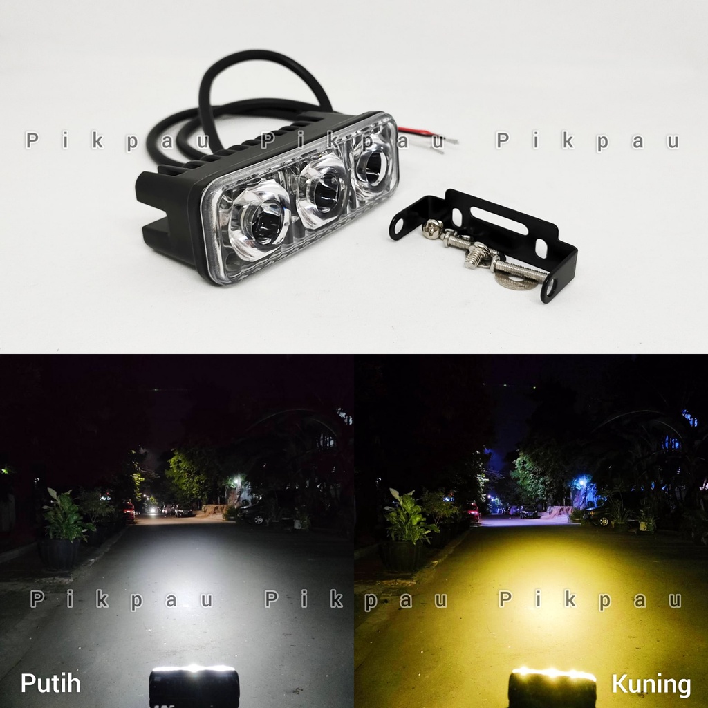 COD Lampu Tembak Sorot Cree 3 Mata LED 2 Mode Kedip dan Standby Warna Cahaya Putih Waterproof