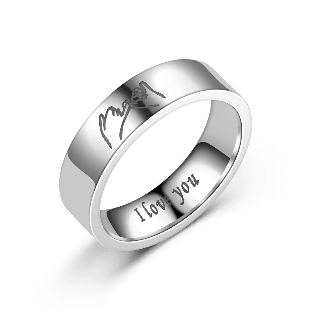 Cincin Pasangan Bahan Titanium Steel Motif Tulisan I Love You Untuk Hadiah Pernikahan