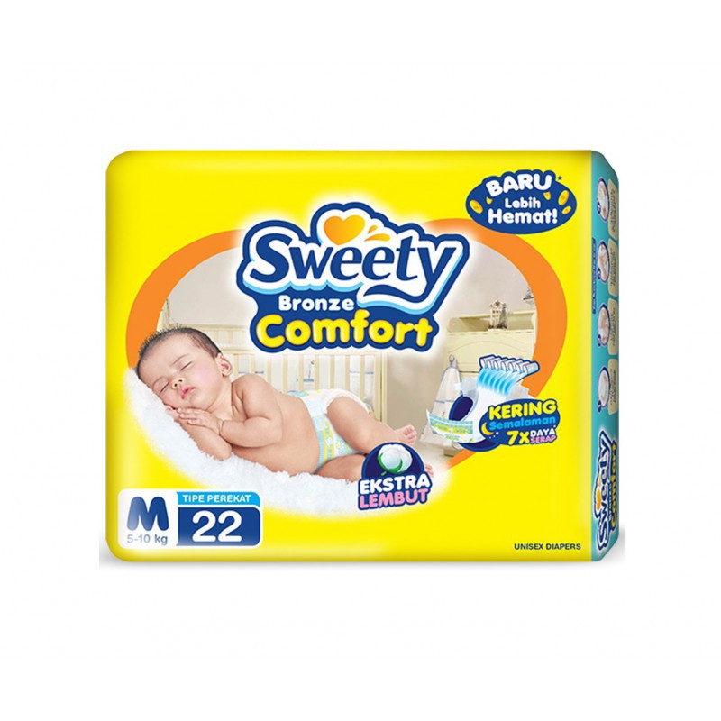 Sweety Popok Bayi Bronze Comfort - M 22