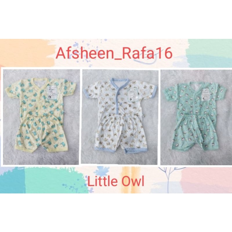 Little Owl Setelan Pendek Kancing Depan Celana Pendek Bayi SNI seri Dino