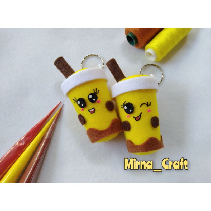 Gantungan Kunci Boba/Boba Mini/flanel/feltcraft
