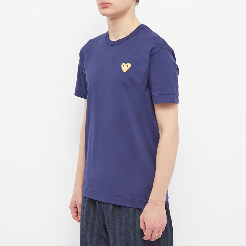 CDG Men Gold Emblem Tee Navy 100% Original