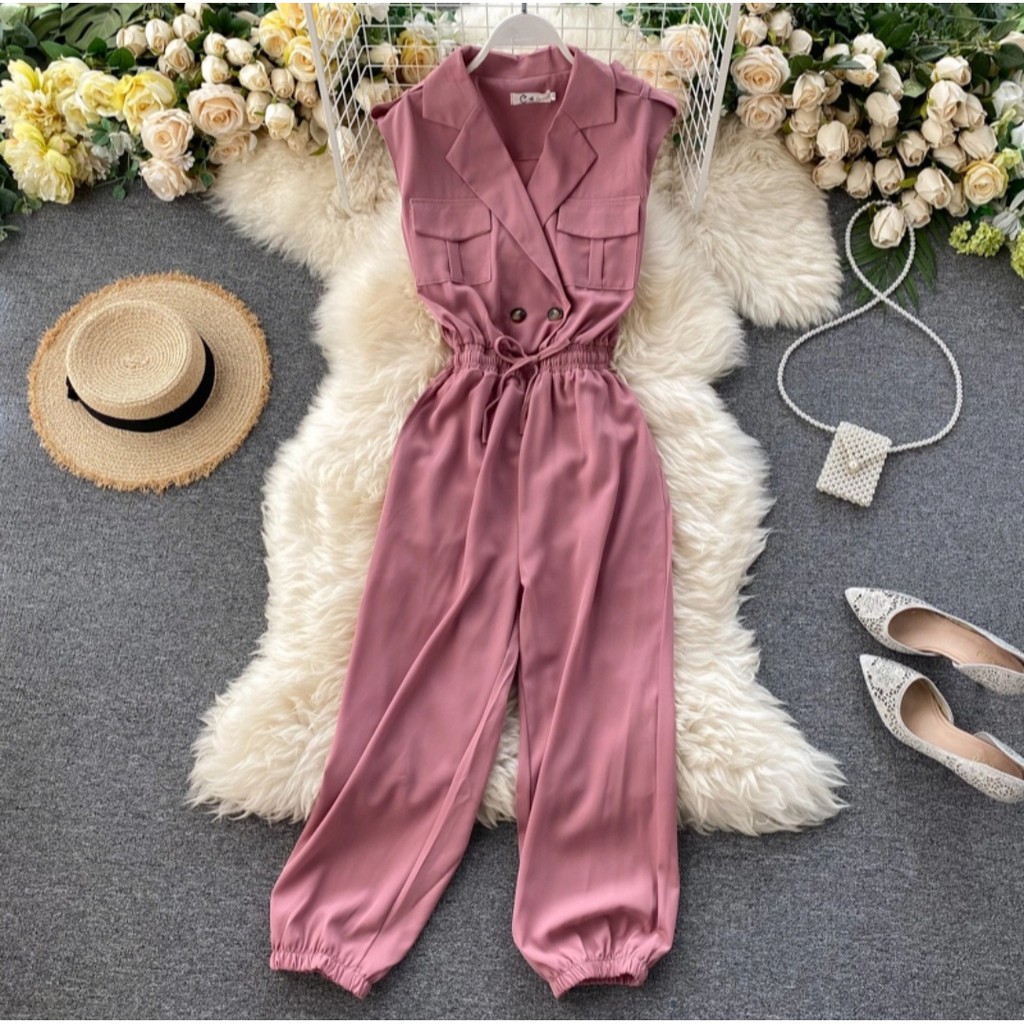 WSE390 - Jumpsuit Gracia Bahan Super Lembut Tidak Berbulu Saku Hidup Bisa COD