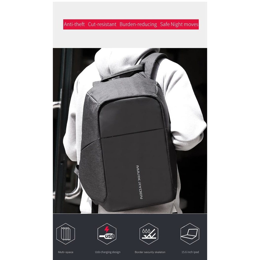 MARK RYDEN MR5815 Original ORI Tas Ransel Laptop Backpack Anti Maling